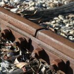 Rusty rails with fishplate, Kojonup